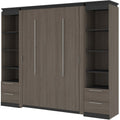 98" Full Murphy Bed and 2 Bookcases with Drawers in Bark Gray U115673