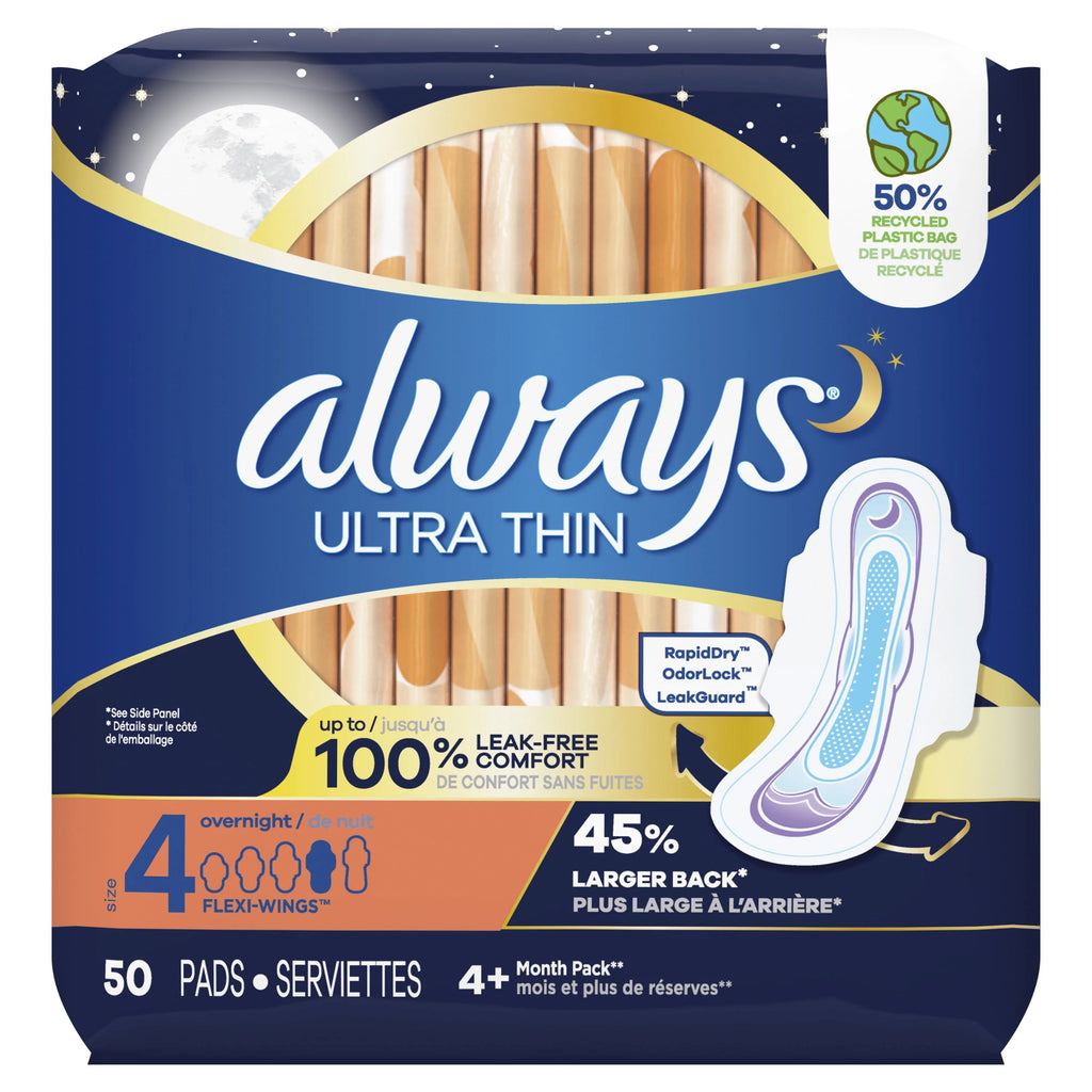 Ultra Thin Overnight Pads with Wings, Size 4, 36 Count M1704