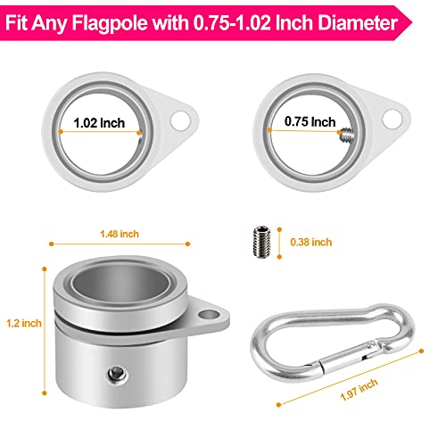 2 Pcs 360° Rotating Aluminum Alloy Flag Pole Rings for 1 Inch Diameter K4108