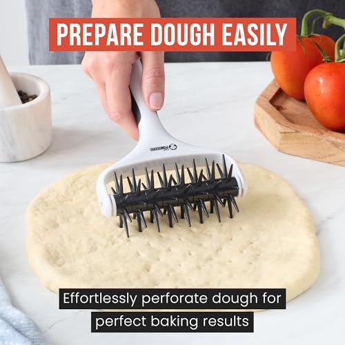 Stainless Steel Pizza Dough Docker Roller (21 x 14.5 cm, Spike Length 7 mm) Y14346