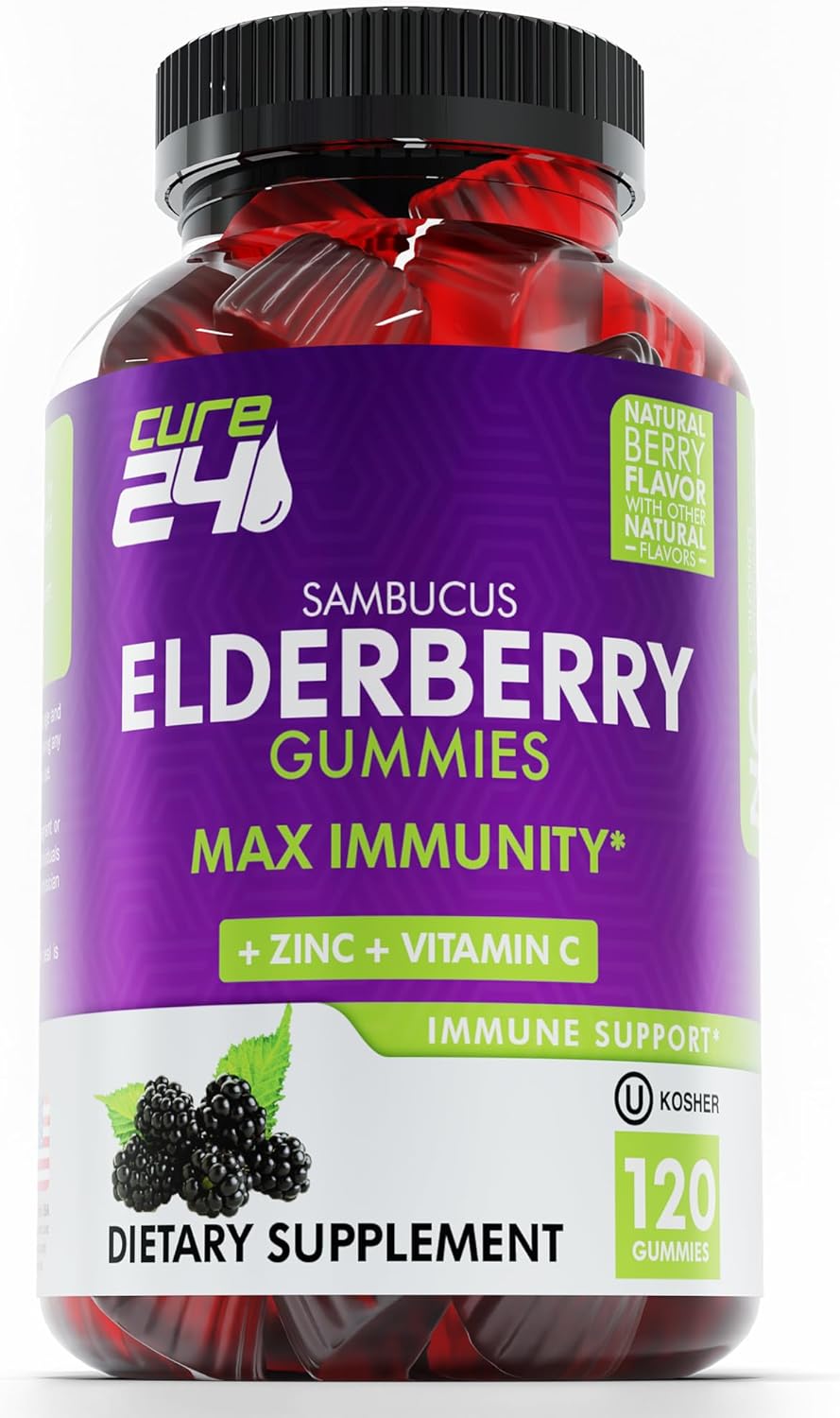 Elderberry Gummies with Vitamin C and Zinc 120 Count J8195
