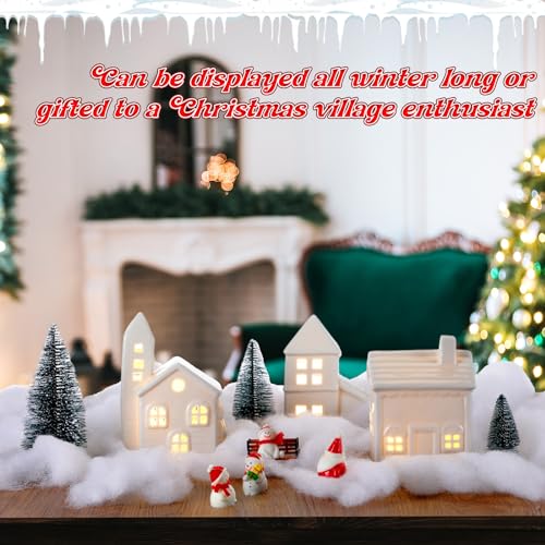 29 Pcs Ceramic Christmas Village Set with LED Houses R661