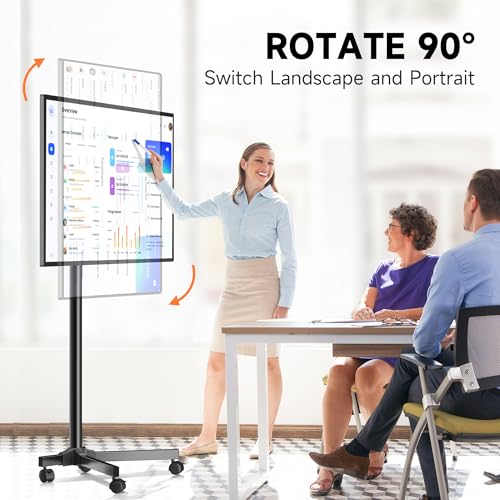 Mobile TV Carts Rotating Rolling TV Stand on Wheels for 13-50" Flat Curved TVs Height Adjustable 30° Tilt Floor TV Stand Portable Monitor Stand Holds up to 44lbs Max VESA 200x200mm N399507