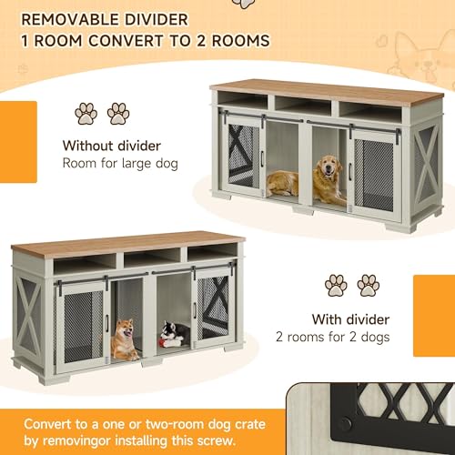71" Dog Crate with 3 Storage Drawers & Removable Divider N237611