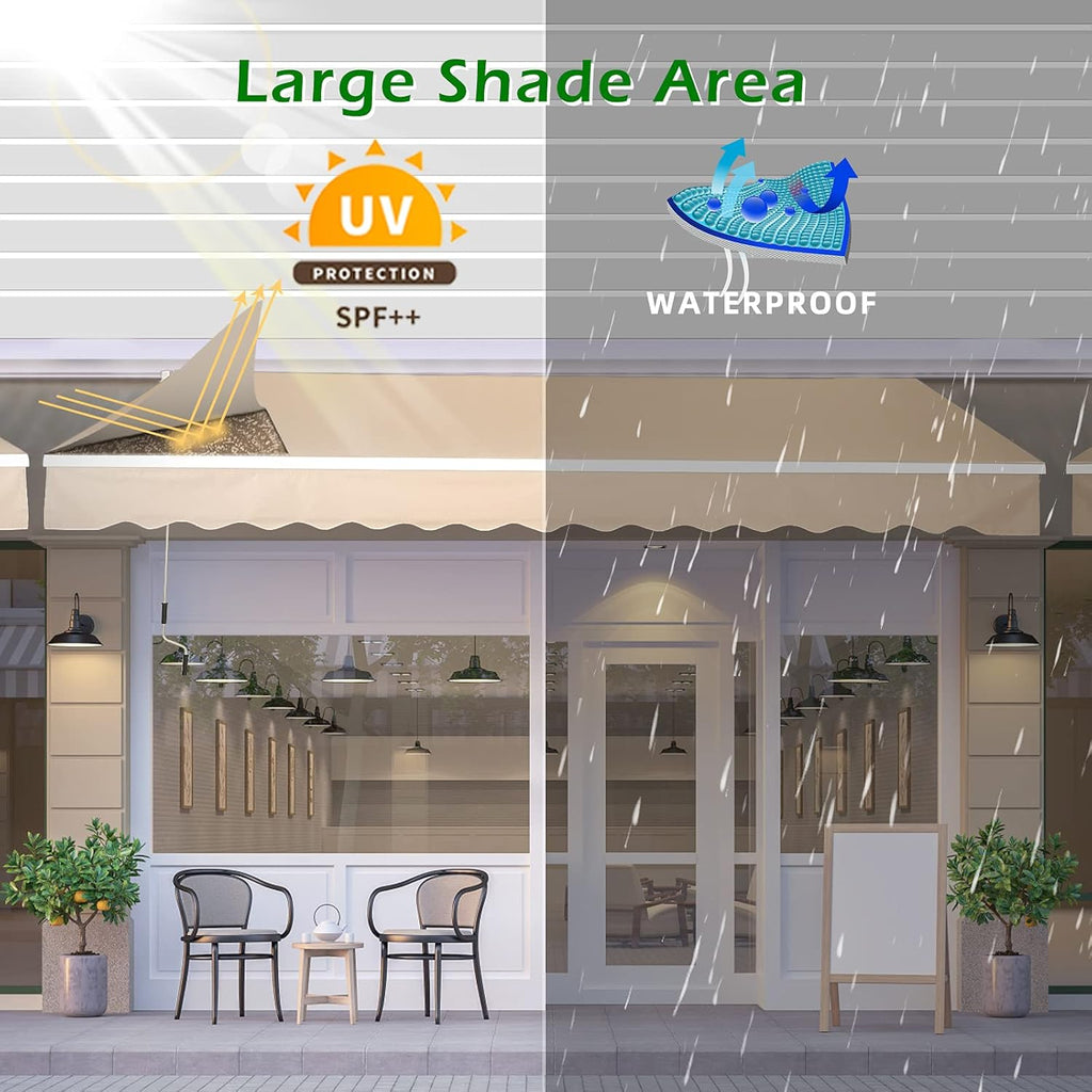 Beige Retractable Patio Awning X209667