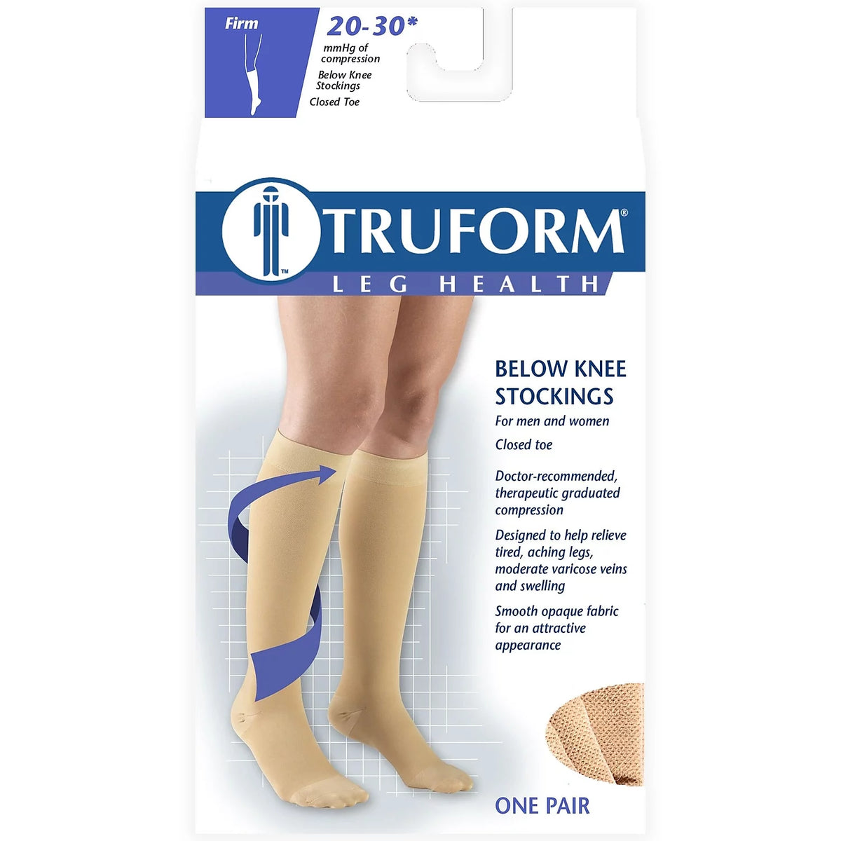 Knee-High Closed Toe Stockings, 20-30 mmHg, XL, Black J38535