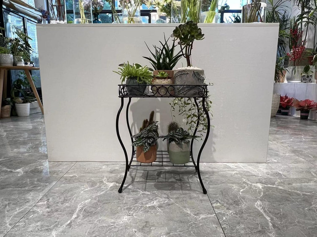 18.7'' Tall Rectangular Metal Plant Stand Black Q7464