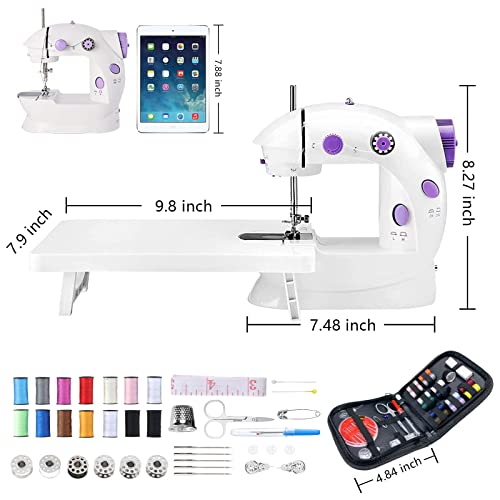 Mini Sewing Machine, Adjustable 2-Speed 2-Thread Portable Electric Sewing Machine with Foot Pedal C993