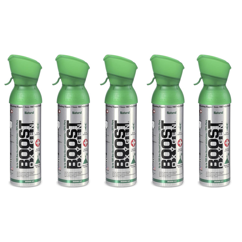 5 Liter Natural Pure Canned Supplemental Oxygen Bottle with Built in Mouthpiece (5 Pack) G8604