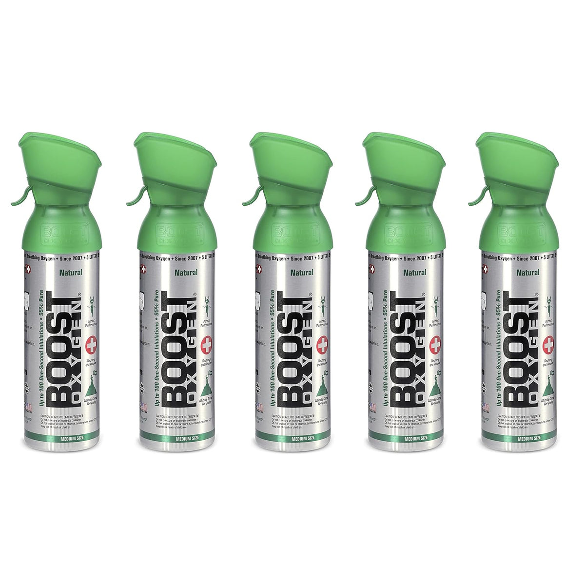 5 Liter Natural Pure Canned Supplemental Oxygen Bottle with Built in Mouthpiece (5 Pack) G8604