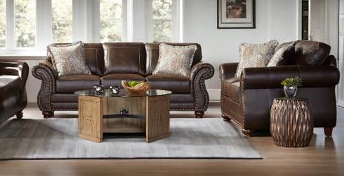 Brownie Faux Leather Sofa & Loveseat Set D5845