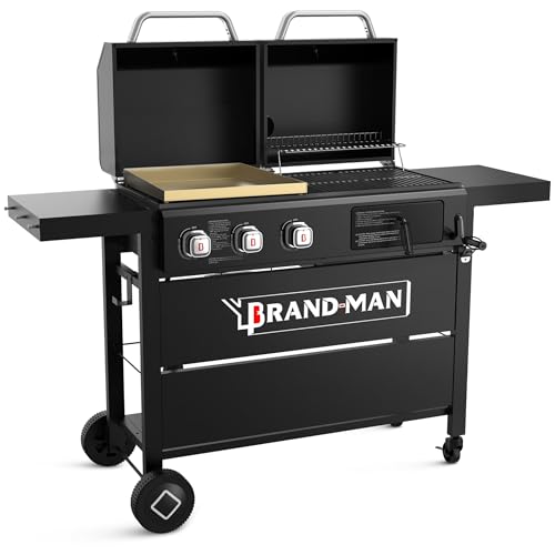 6-Burner Propane Gas Grill and Griddle with Double Stainless Steel Lids U917171