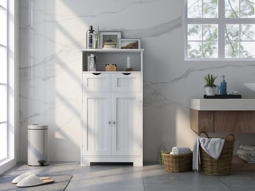 White 2 Door 1 Drawer Free-Standing Bathroom Floor Cabinet K465
