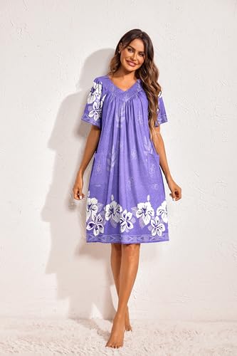 Floral Print Nightgown with Pockets Mumu Dress P2483