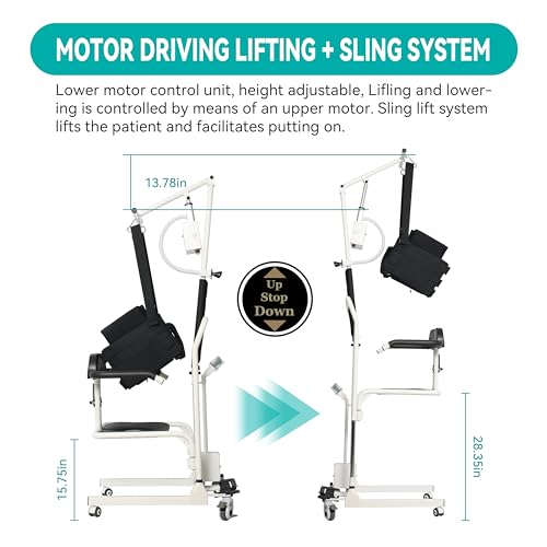 Electric Transfer Chair Patient Lift 180° Split Seat 330 lbs Load-Bearing White Black A9868