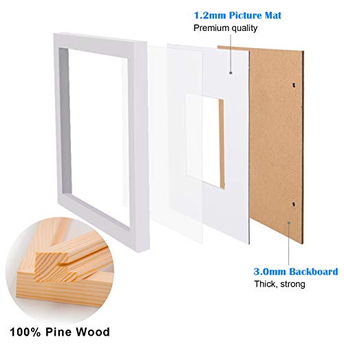 White 8x10 Picture Frames Set of 6 Solid Wood Plexiglass D630