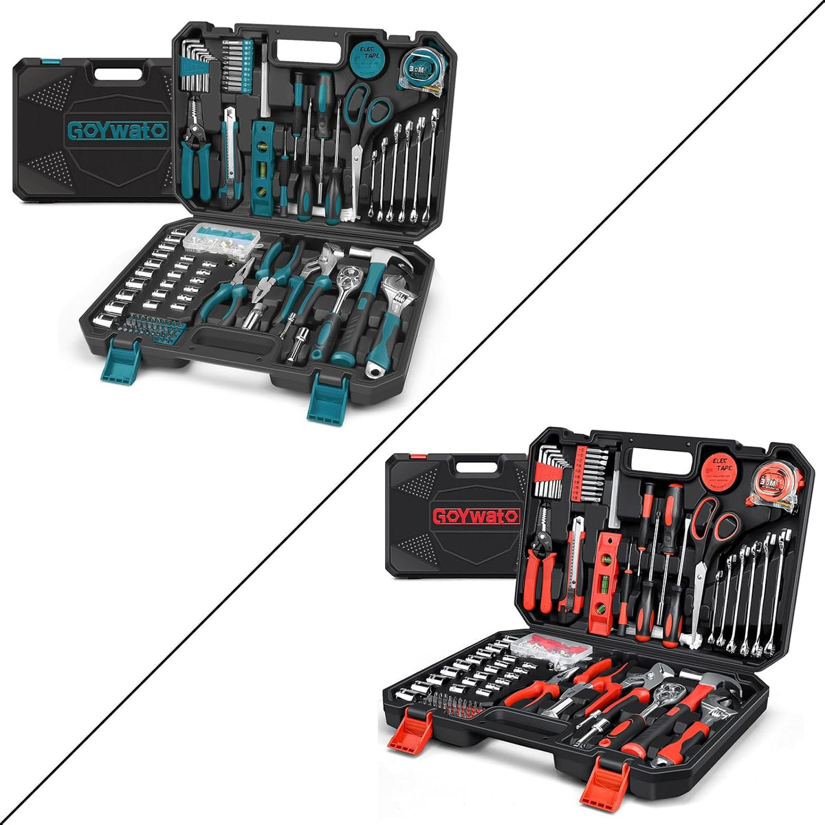 287PCs Hand Tool Set with Hammer, Pliers, Ratchet Wrench, Socket, Tool Box Case S421606
