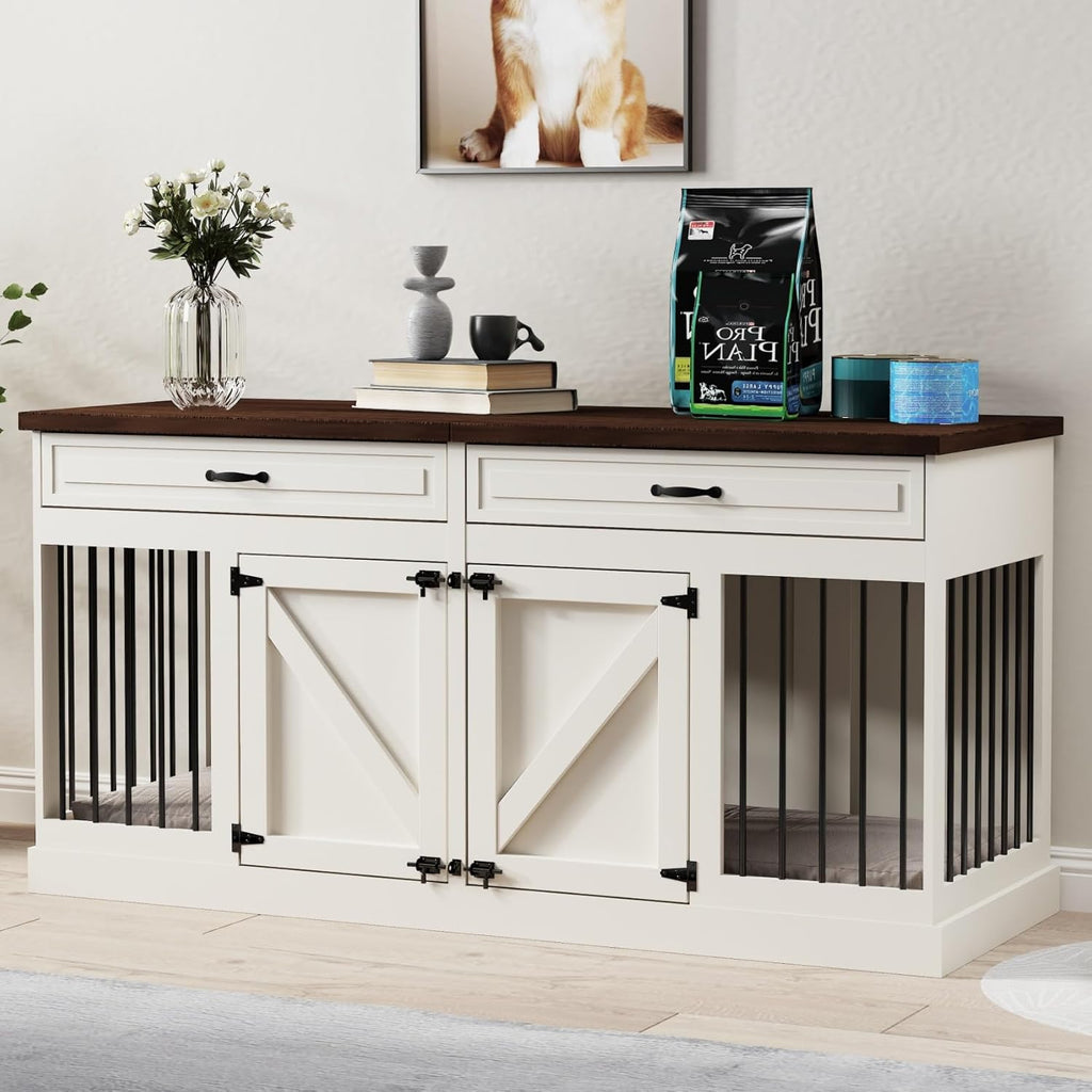 White 2 Drawer Wooden Dog Crate S164498