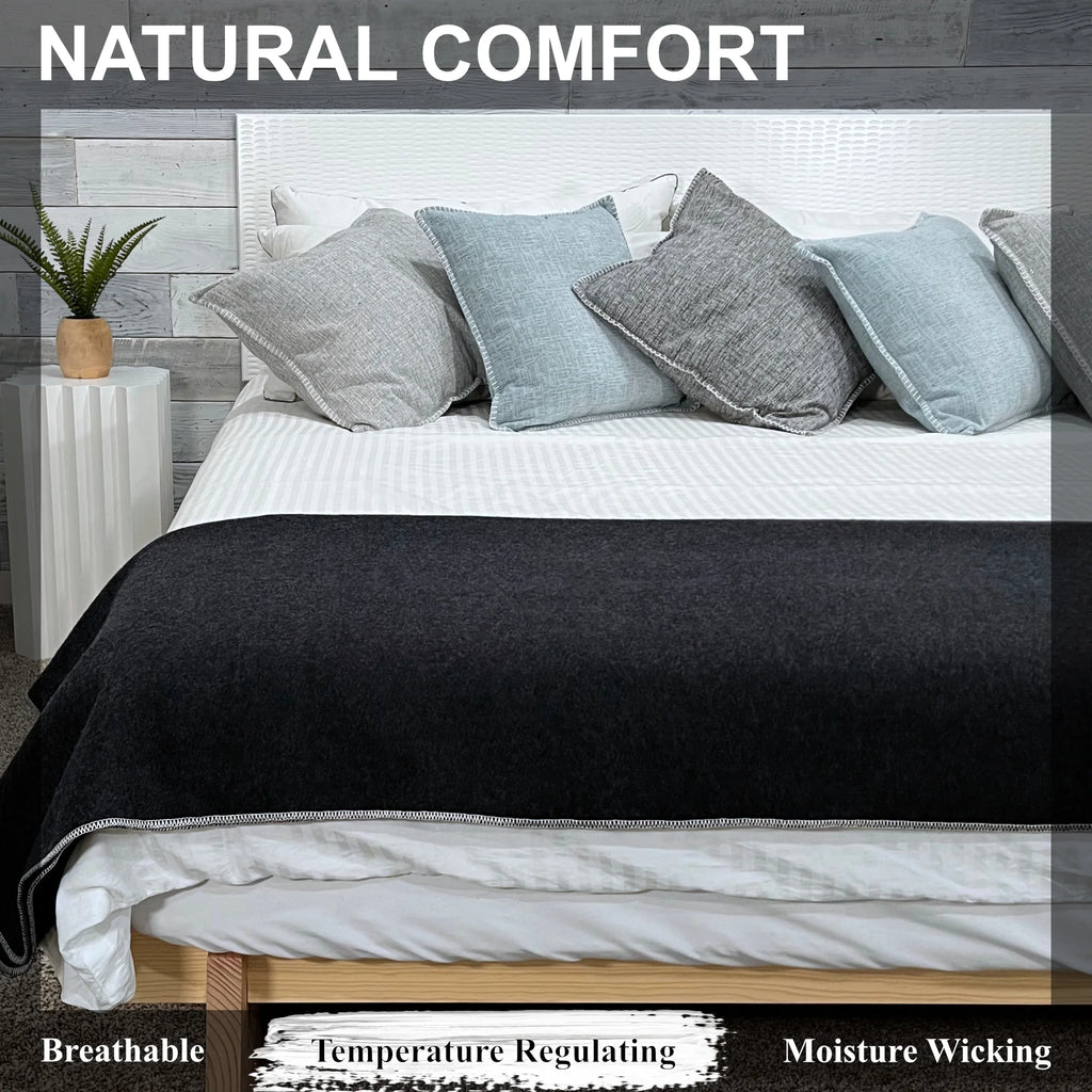 Charcoal 100% Wool Blanket Twin Size C468