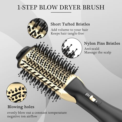 Hot Air Brush Blow Dryer Brush (Black, Red) N290457