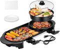 2200W Electric Hot Pot with Grill, Removable Non-stick Shabu-shabu Pot with Baking Pan, Separate Temperature Control 2-IN-1 Hotpot BBQ Y67395