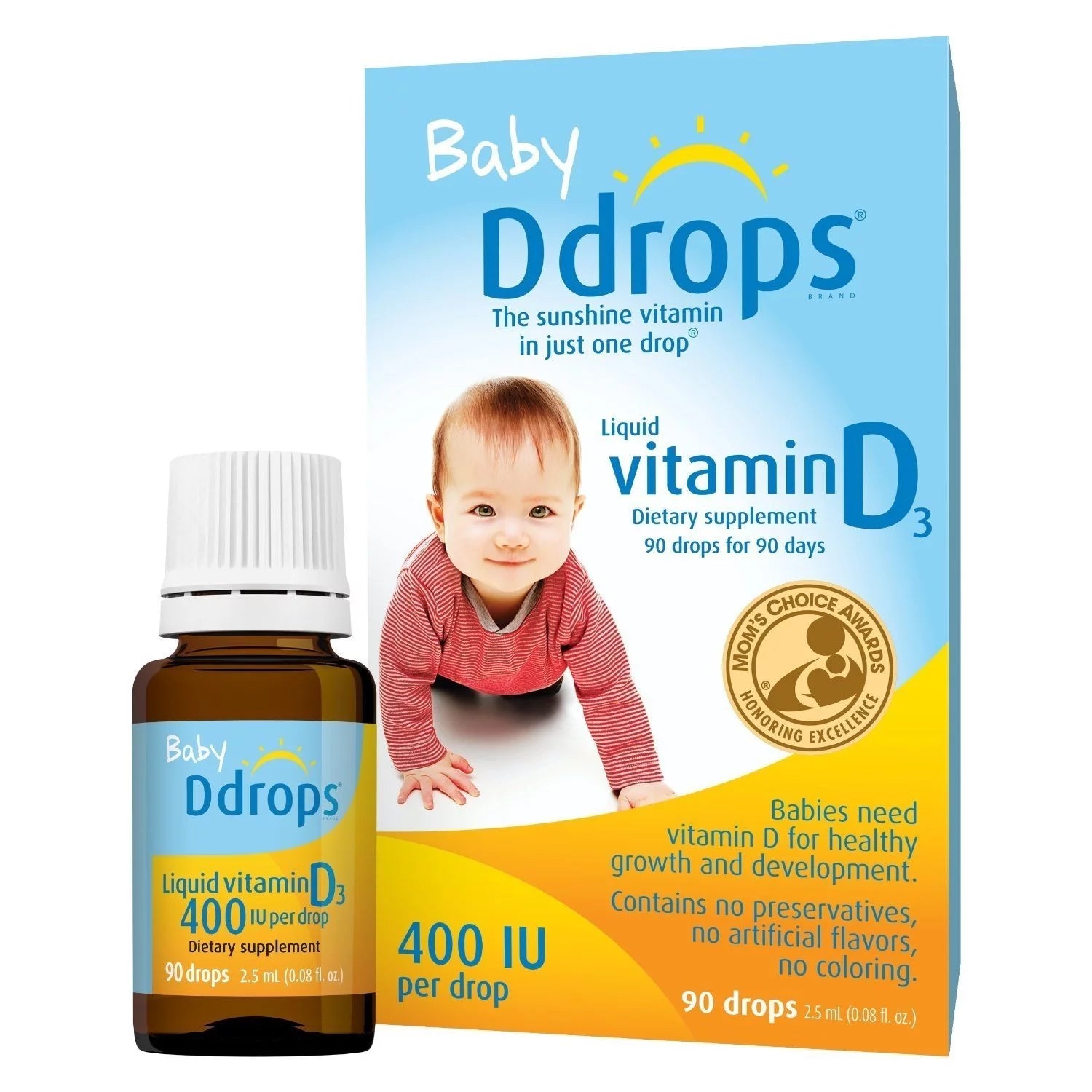 Liquid Vitamin D3 400 IU/Drop, 90 Drops-3 Pack W7762