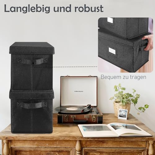 Grey Vinyl Record Storage Box with Lid J7100