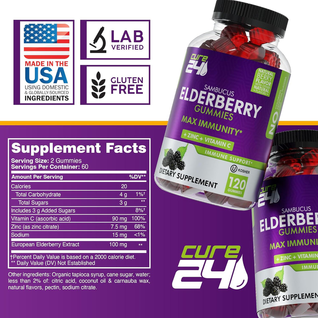 Elderberry Gummies with Vitamin C and Zinc 120 Count J8195