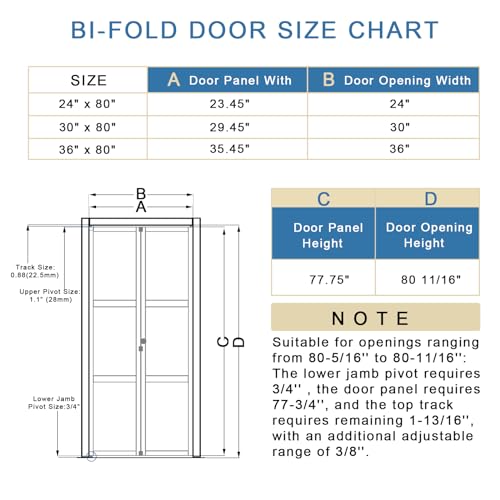 Bi-Fold Mirrored Door 30" x 80" with Hardware Kit U9543