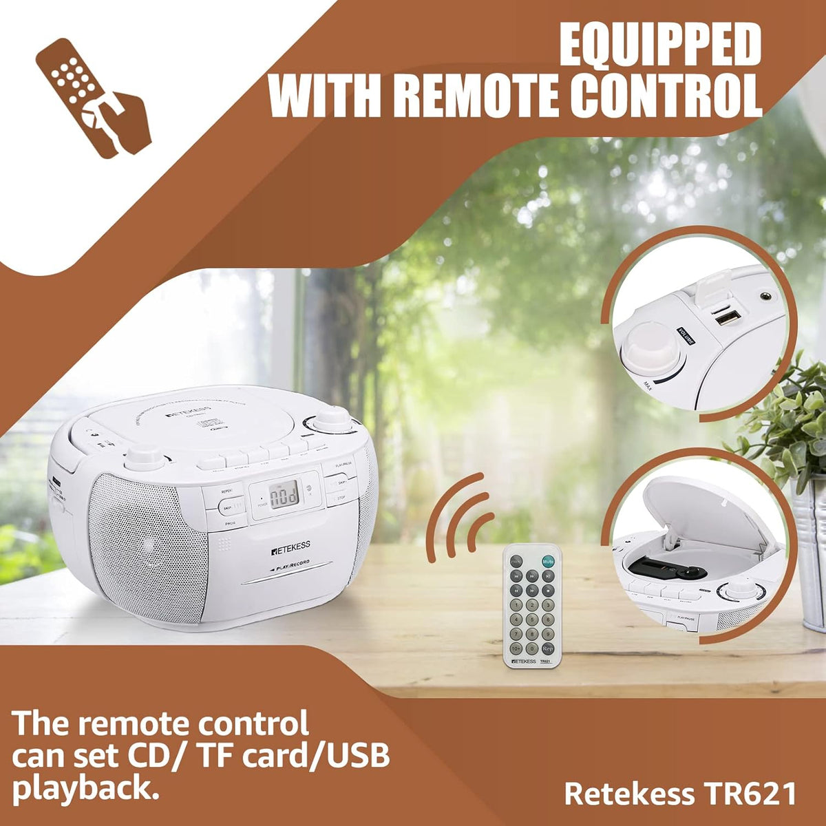 White Portable CD and Cassette Player Boombox with AM FM Radio C1810