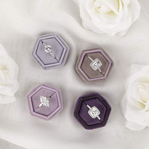 Lilac Velvet Hexagon Ring Box A967380