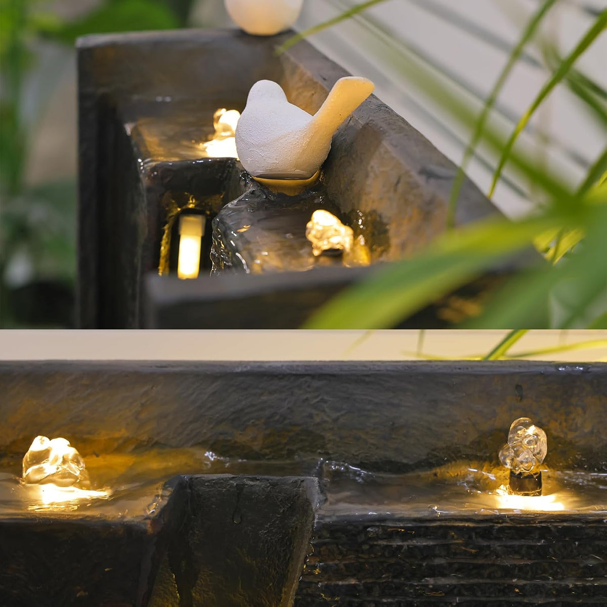 4.1ft Outdoor Water Fountain with LED Lights, Rusty Dark Gray R2364