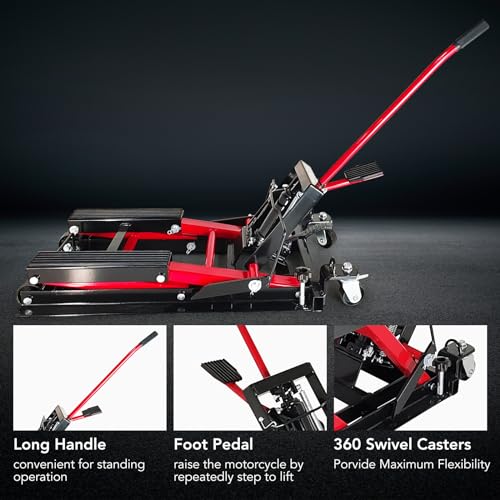 1500 LBS Hydraulic Motorcycle Lift Jack with Wheels T99883