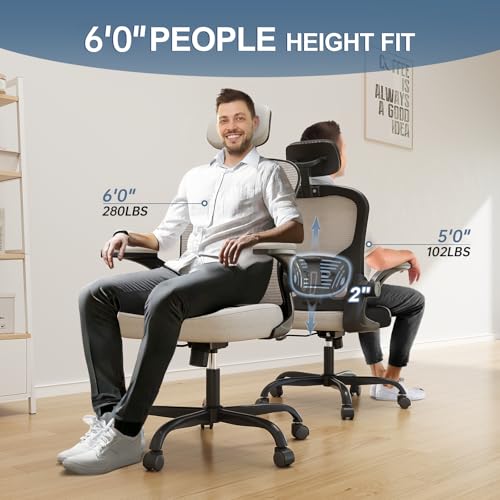Black Ergonomic High Back Desk Chair with Flip-up Armrests K187783
