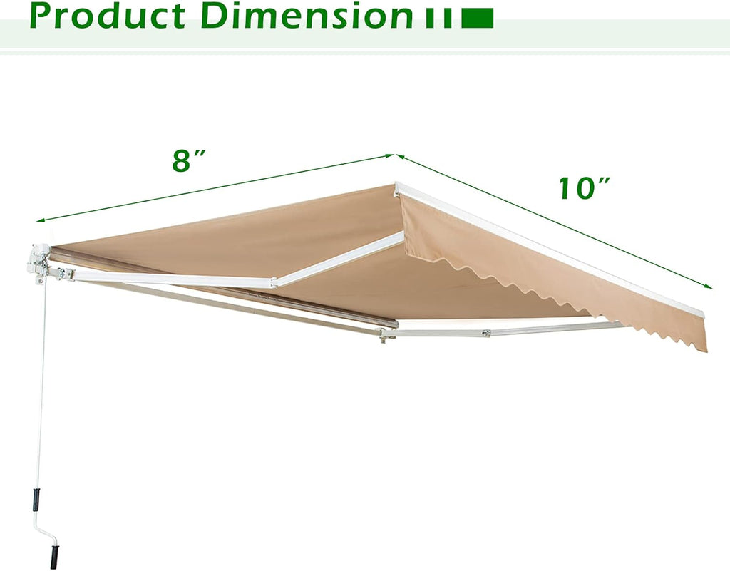 Beige Retractable Patio Awning X209667