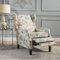 Blue White Floral Fabric Recliner Club Chair E4722