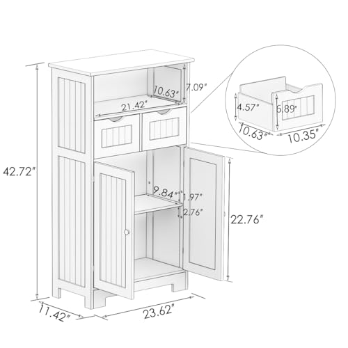 White 2 Door 1 Drawer Free-Standing Bathroom Floor Cabinet K465
