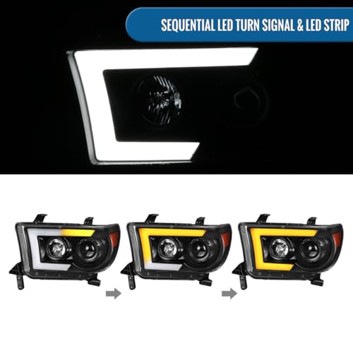 Black Projector Headlights Pair for Toyota Tundra Sequoia T8985