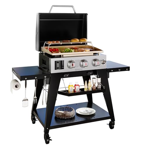6-Burner Propane Gas Grill and Griddle with Double Stainless Steel Lids U917171