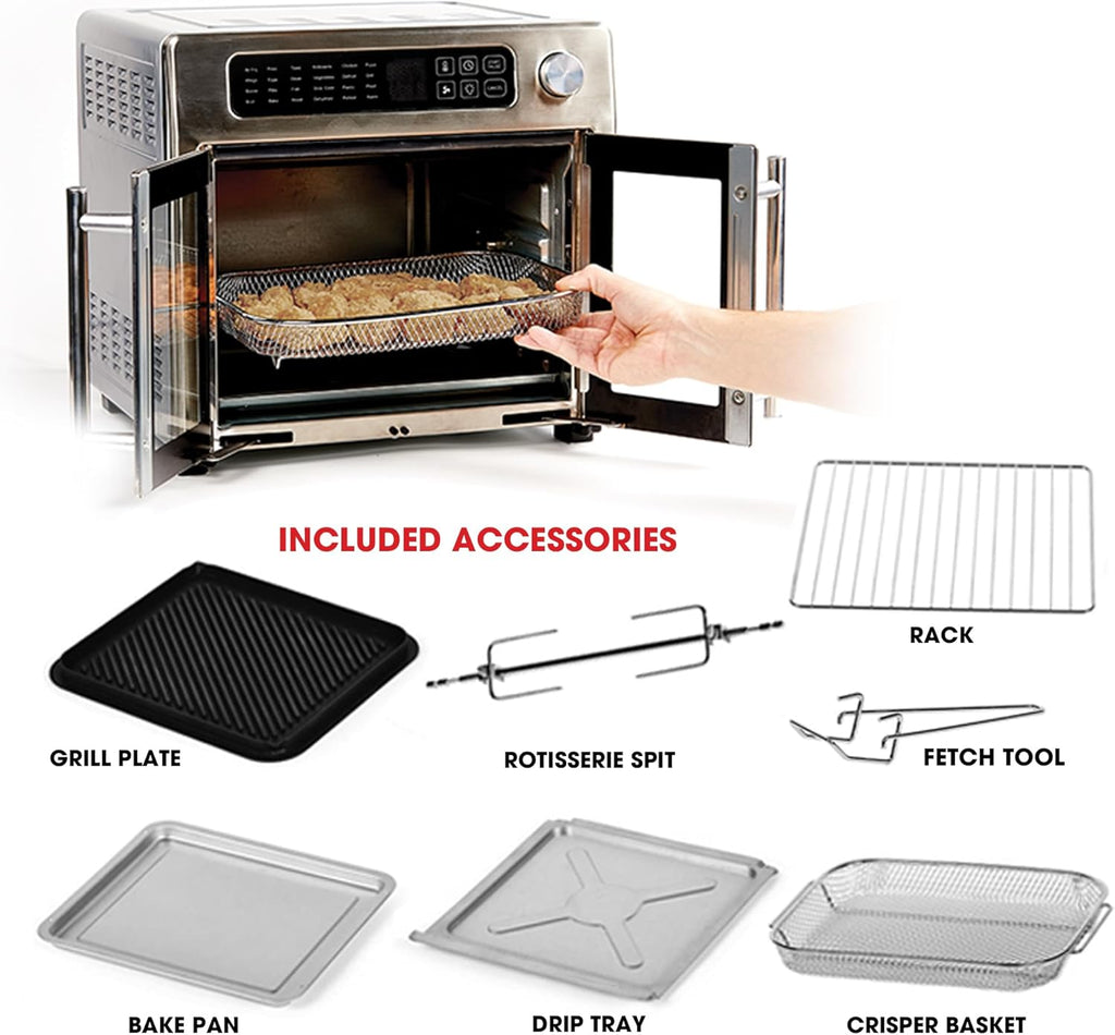 26 QT Extra Large Air Fryer Convection Toaster Oven with French Doors Stainless Steel S282717