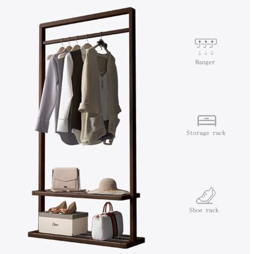 Solid Wood Coat Stand with Storage Shelves I7236