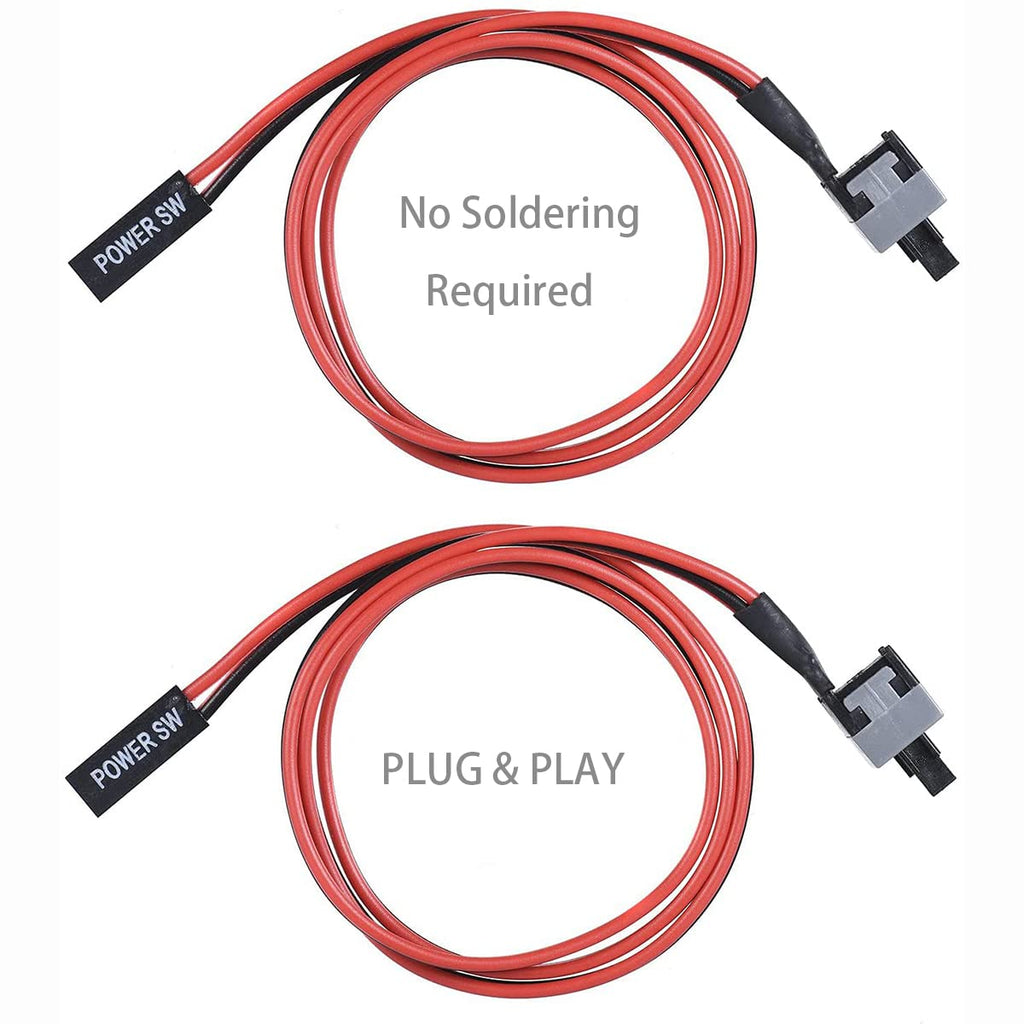 5 Pack 2 Pin PC Power Cable Push Button ATX Computer Switch Wire Restart Switch 50cm X96110