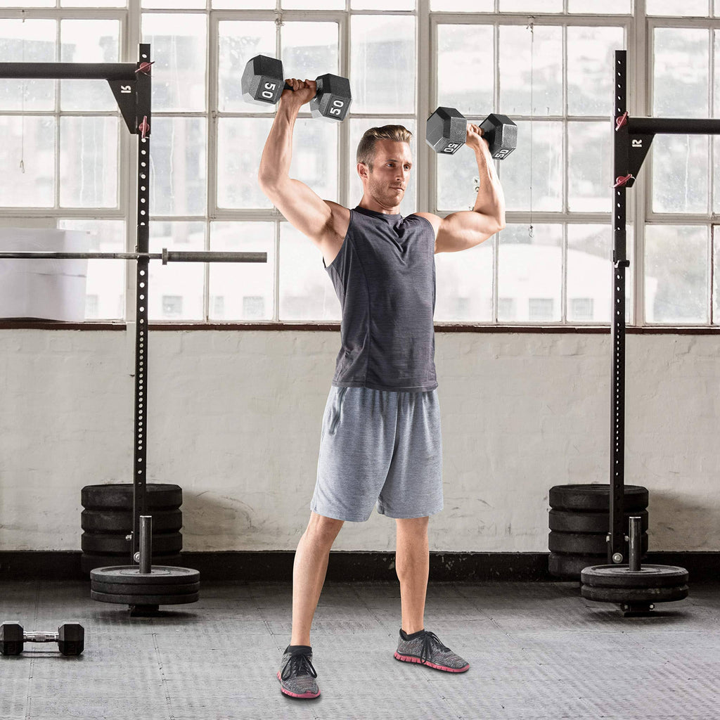 Grey Solid Hex Dumbbell 65 lbs V632