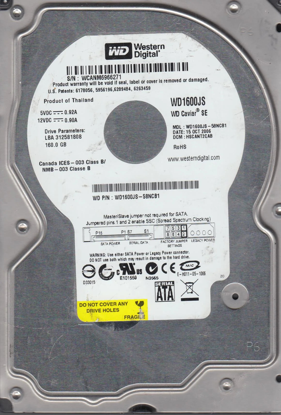 160GB SATA 3.5 Hard Drive U585836