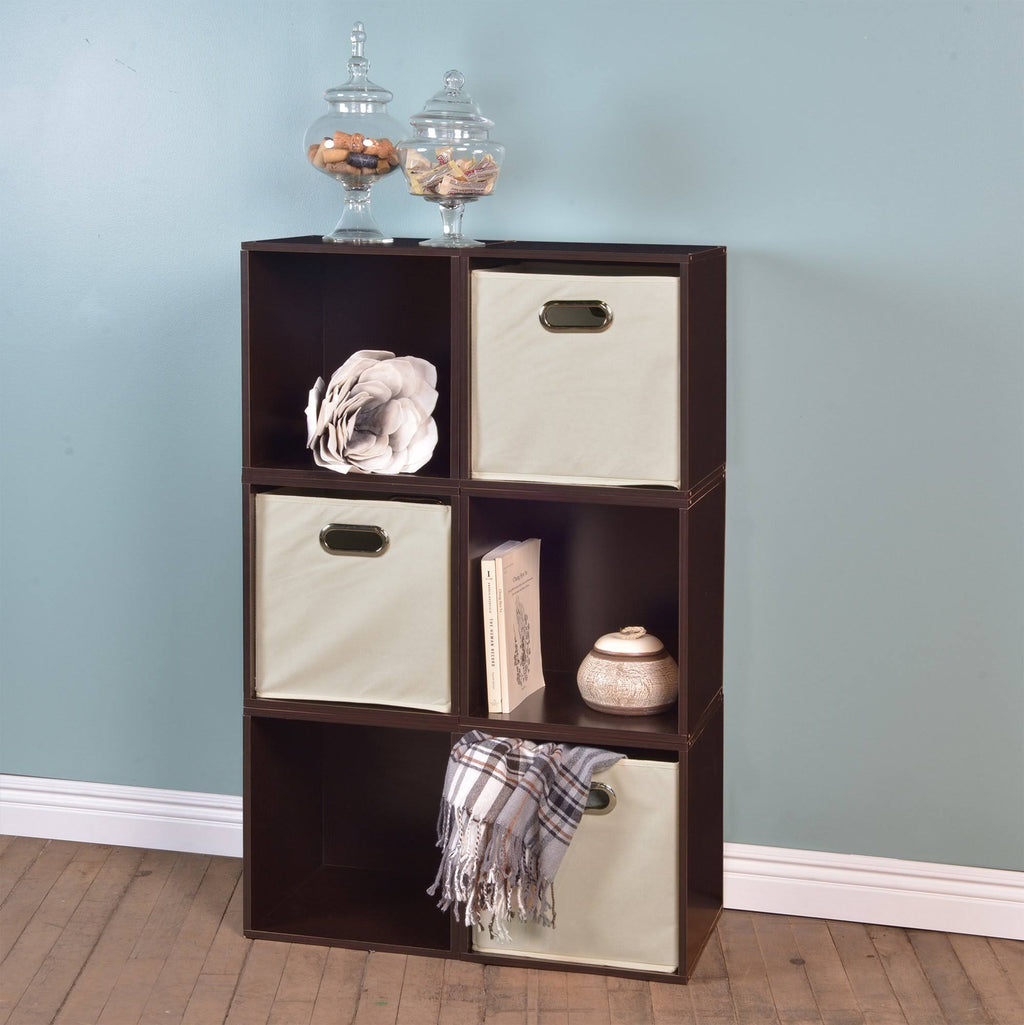 6 Cubes and 3 Canvas Bins Storage Set Truffle/Grey C46645