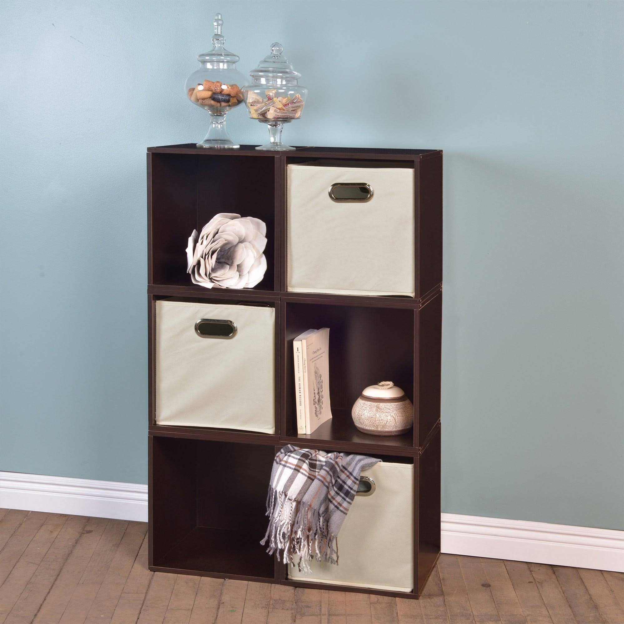 6 Cubes and 3 Canvas Bins Storage Set Truffle/Grey C46645