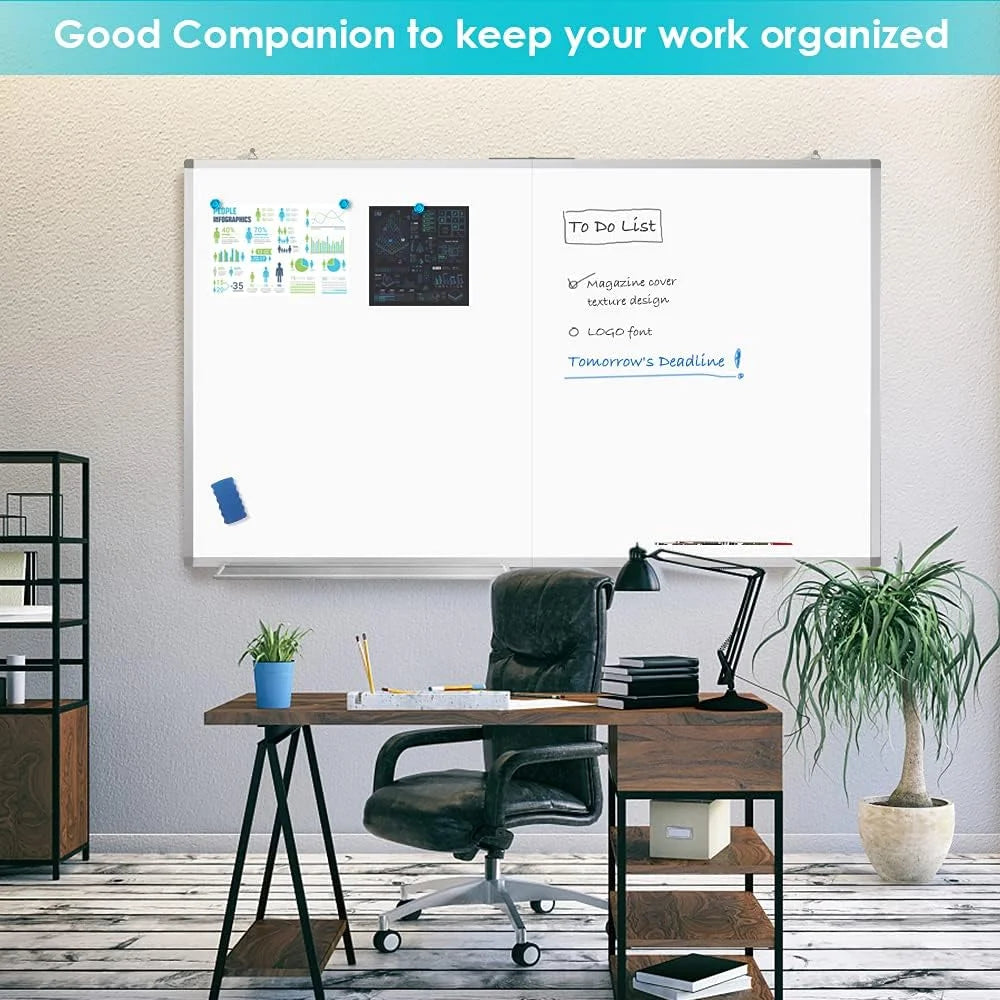 Large Magnetic Whiteboard 72 x 40 with Pen Tray V1075