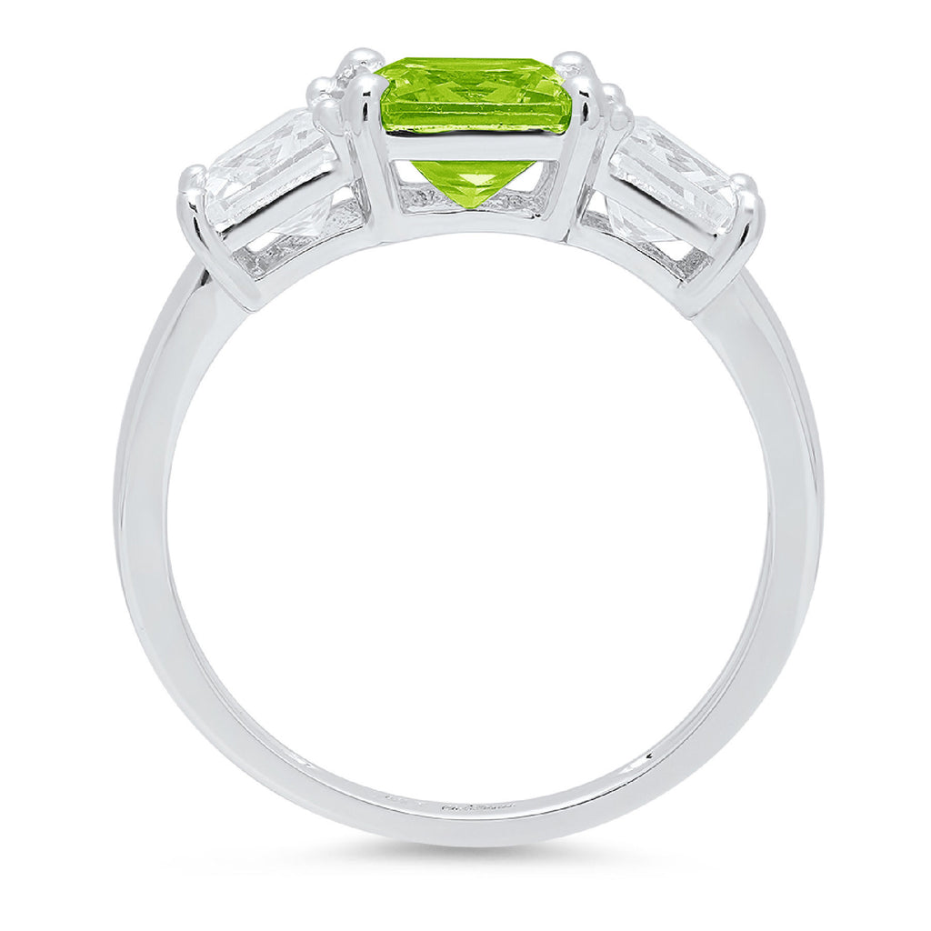 18K White Gold Three-Stone Ring SZ 6.5 R7336