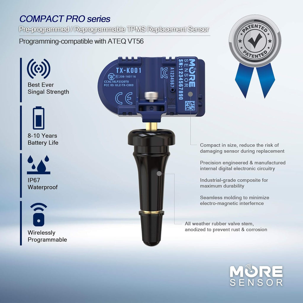 TPMS Tire Pressure Sensor 4-Pack with Rubber Valve Stem K328244