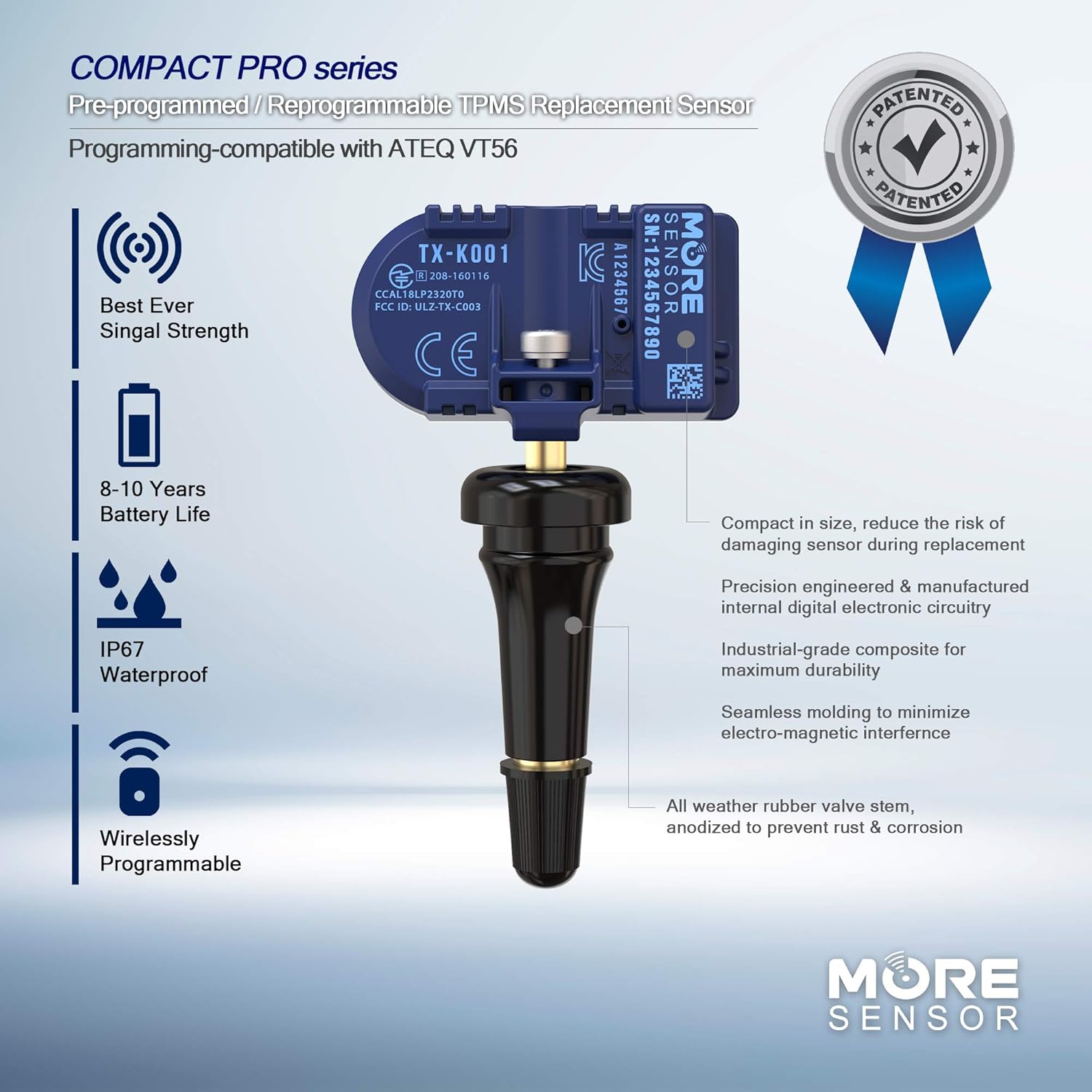 TPMS Tire Pressure Sensor 4-Pack with Rubber Valve Stem K328244